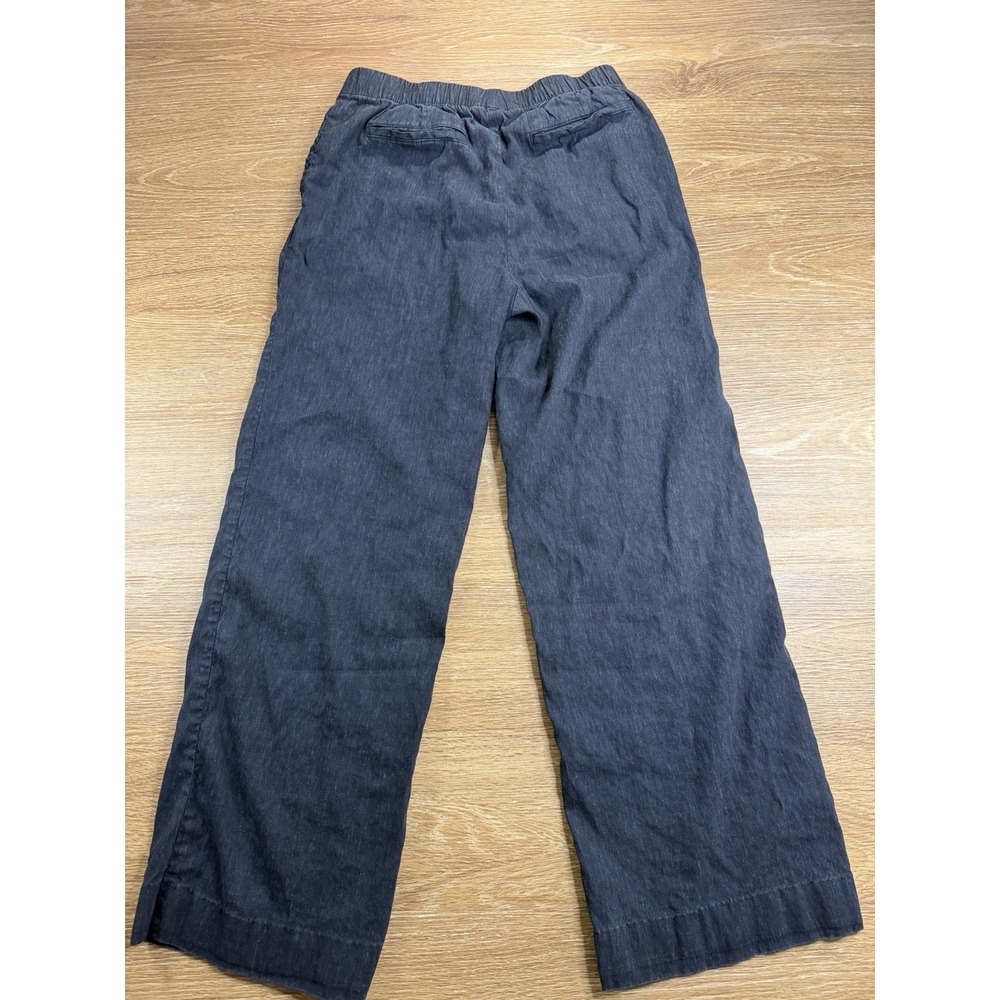 Lands' End Pants Womens 4 Black Linen Blend High Rise Wide Leg Pull On Coastal - Picture 13 of 14